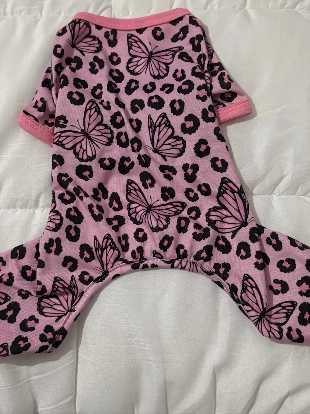 Pink Leopard & Butterfly Dog Pajamas - Cozy Pet Sleepwear